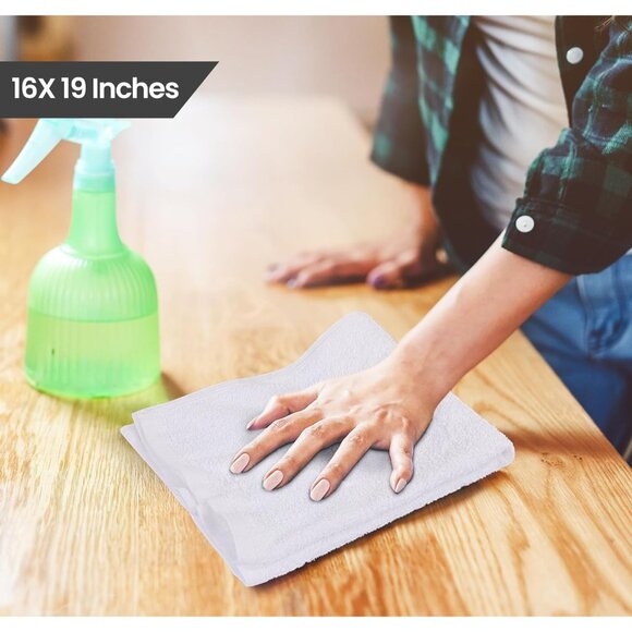 Utopia Towels Kitchen Bar Mops Pack of 12 Cotton Absorbent White Multi Purpose - Picture 6 of 8